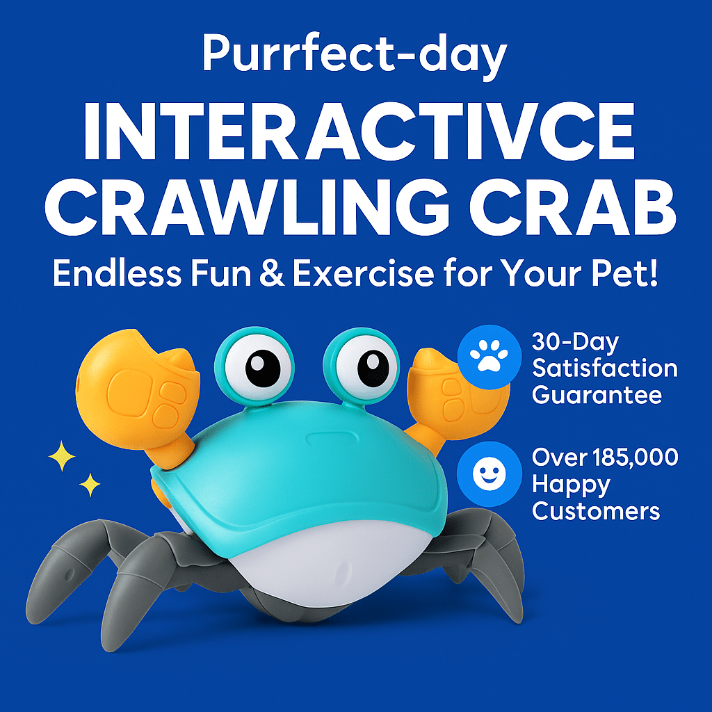 Interactive Crawling Crab cat toy moving across the floor