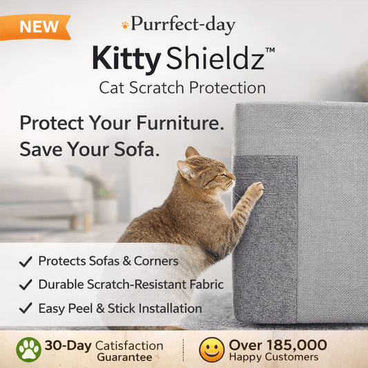 Kitty Shieldz trimmable cat scratch protector mat on furniture