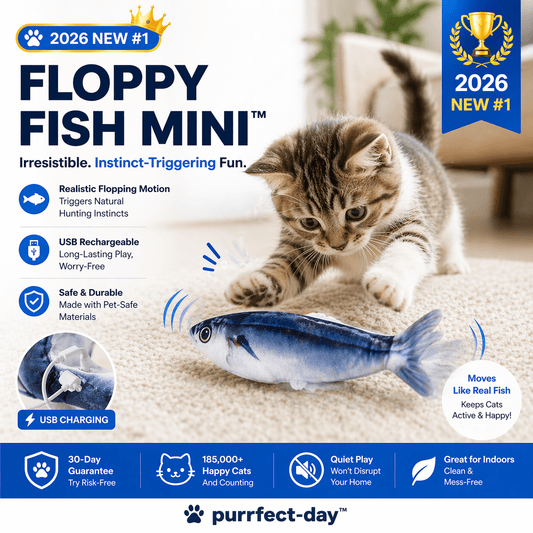 Floppy Fish Mini touch-activated cat toy in a fish shape