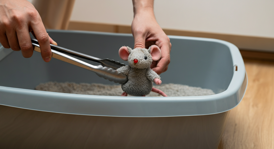 Featured Image for article: Why Does My Cat Bury Toys in the Litter Box? (And How to Stop It)