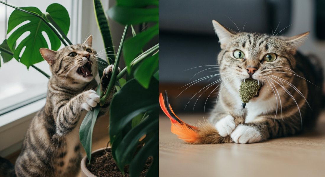 Featured Image for article: How to Stop Your Cat From Eating Your Houseplants