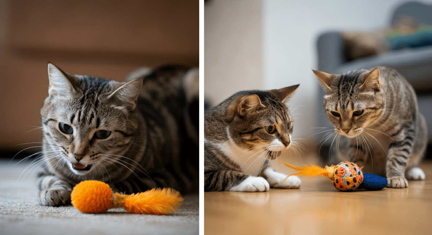 How to Stop Cats Fighting Over Toys (The Parallel Play Method) - Purrfect-day