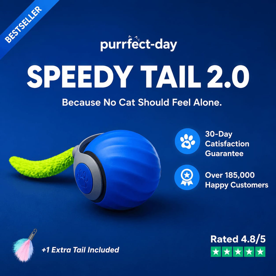 Rolling interactive cat toy for keeping an indoor cat busy while home alone