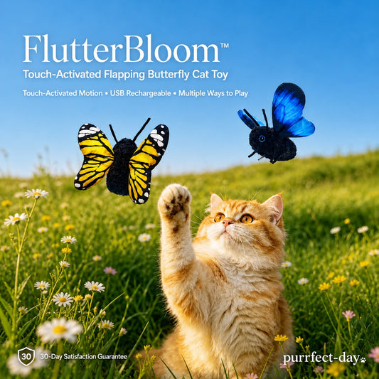 FlutterBloom™ Rechargeable Flapping Butterfly Cat Toy