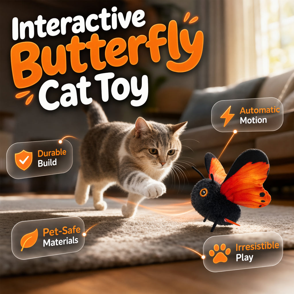 FlutterBloom™ Rechargeable Flapping Butterfly Cat Toy
