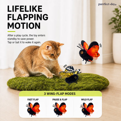 FlutterBloom cat toy with lifelike flapping butterfly wings