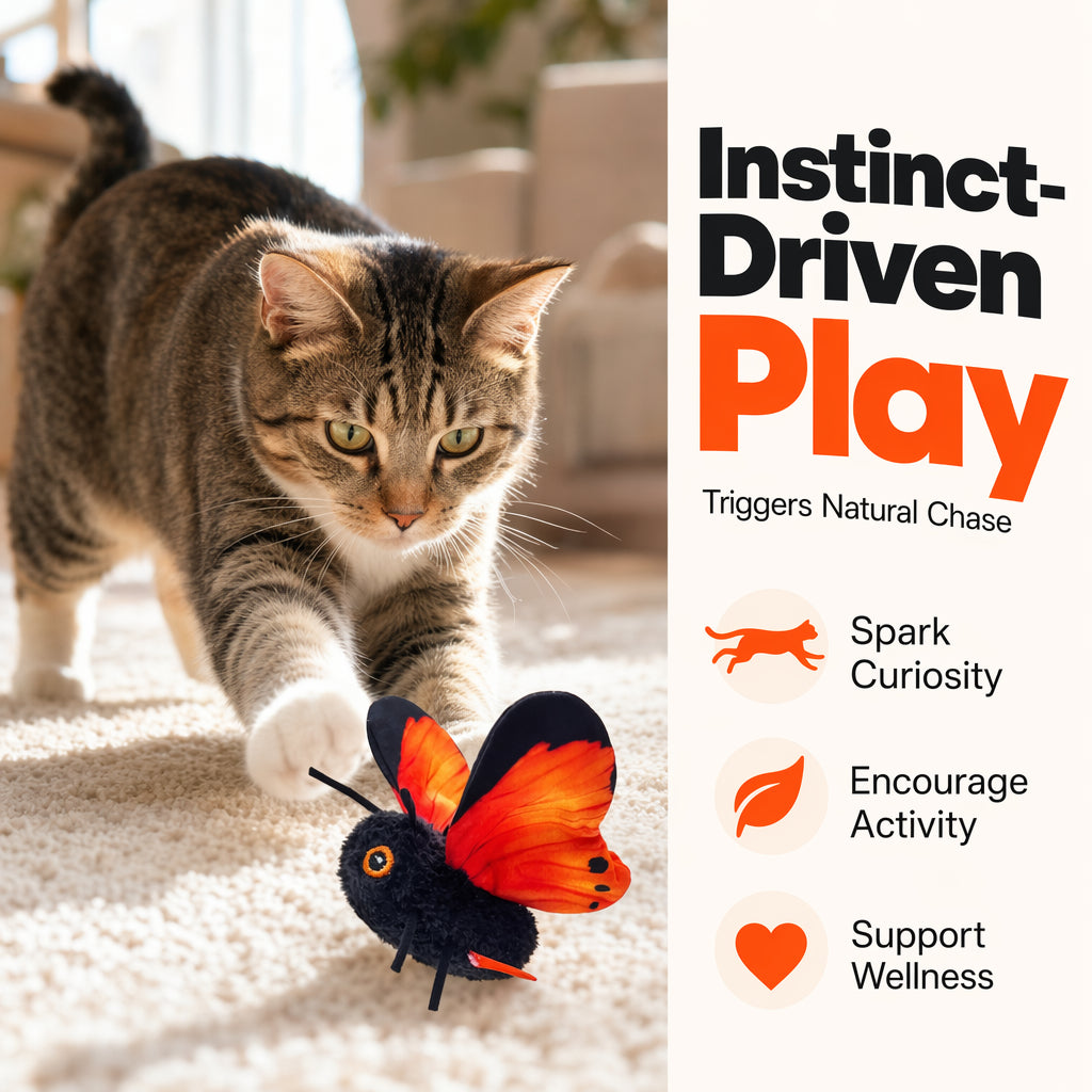 FlutterBloom™ Rechargeable Flapping Butterfly Cat Toy