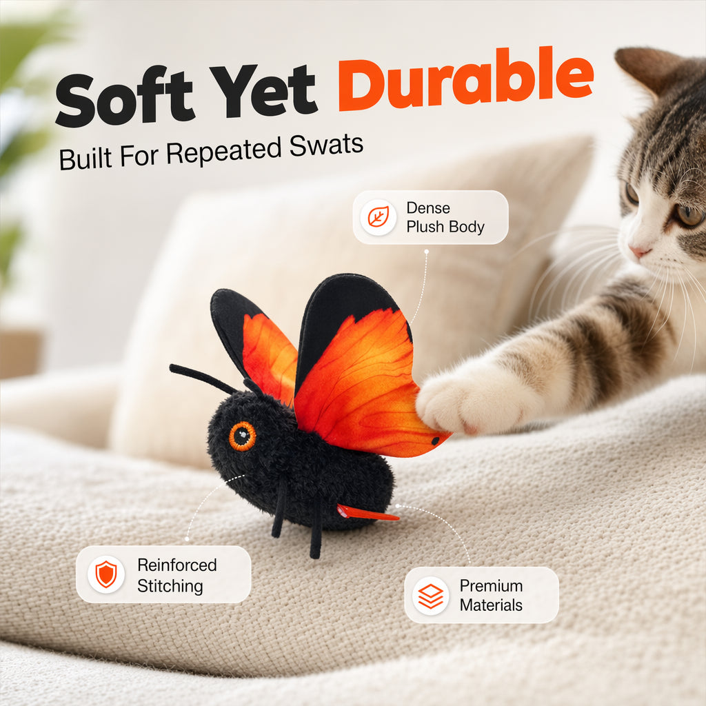 FlutterBloom™ Rechargeable Flapping Butterfly Cat Toy