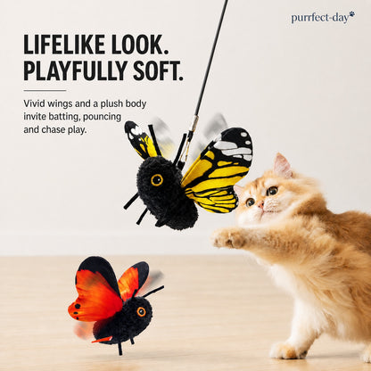 FlutterBloom butterfly cat toy with bright wings and a soft plush body