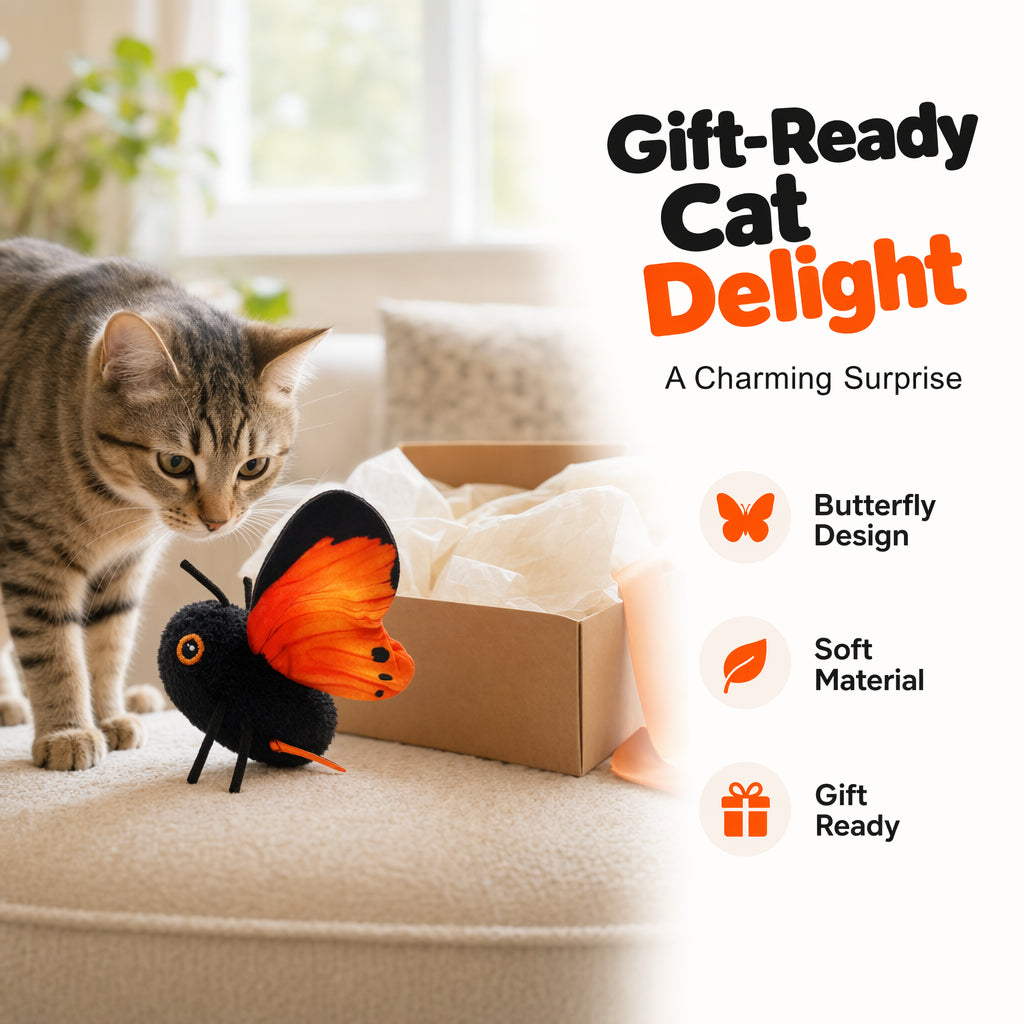 FlutterBloom™ Rechargeable Flapping Butterfly Cat Toy