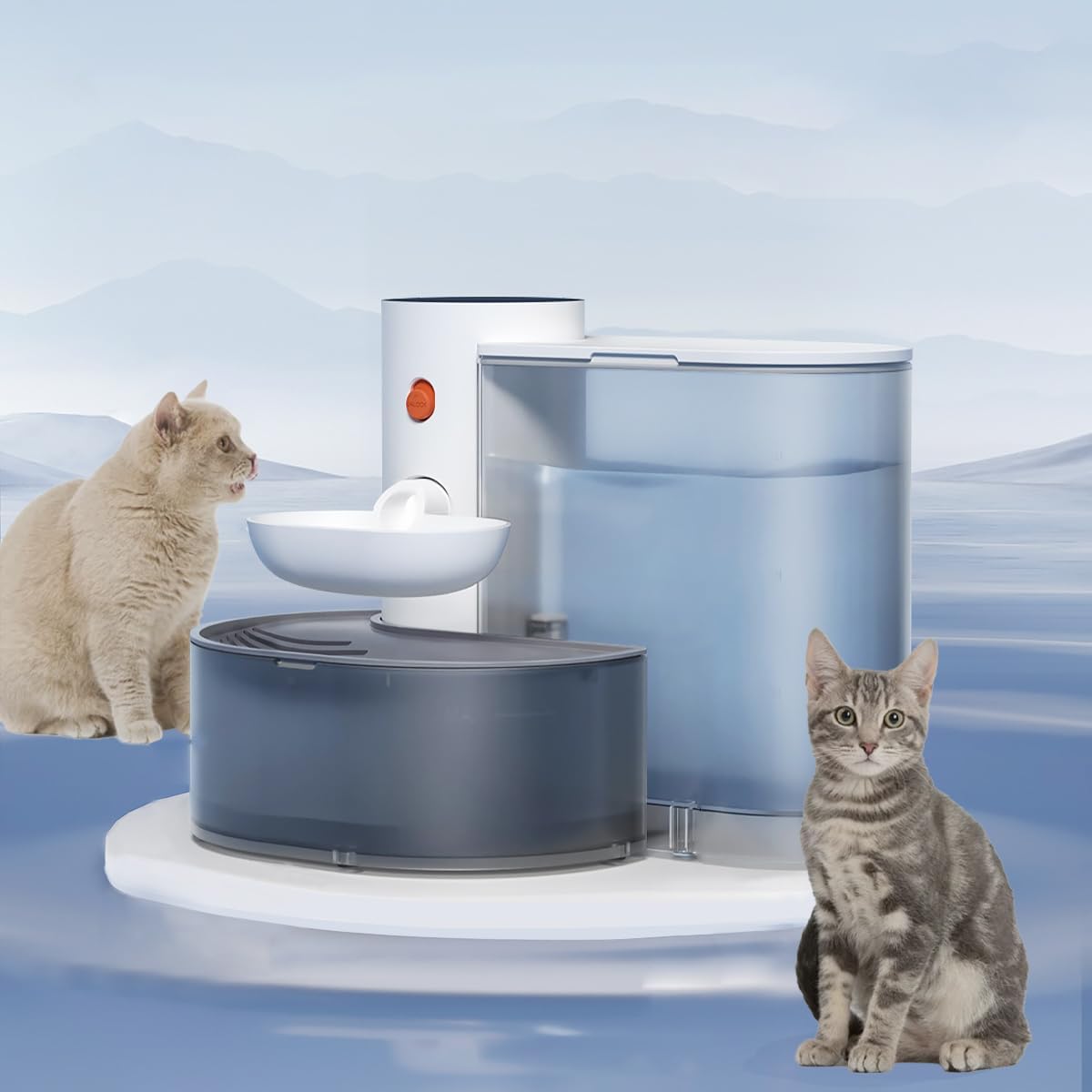 Smart Pet Water Fountain, 105oz/3L Rechargeable Automatic Water Dispenser for Cats and Dogs, Large Capacity Wireless Cat Water Fountain, Innovative Pet Gravity Water Dispenser for Pets