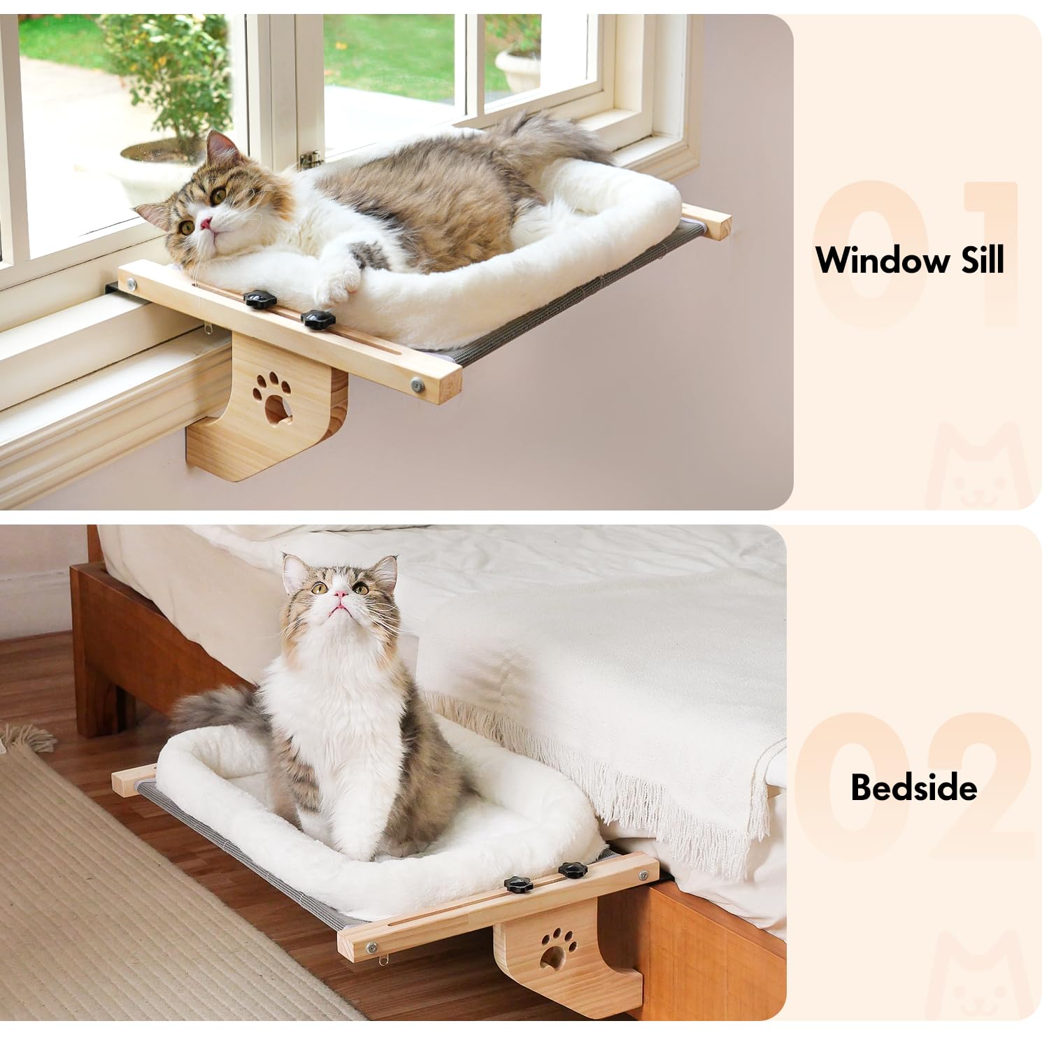Wooden Cat Window Bed for cats | Purrfect - day