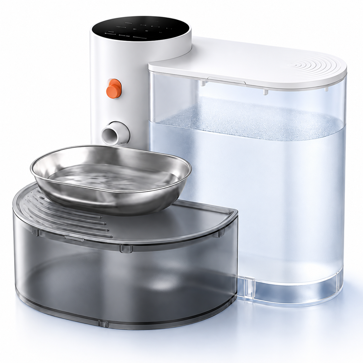Aqua Bot 2.0 filter-free cat water fountain with 304 stainless steel bowl and separate fresh-water and used-water tanks