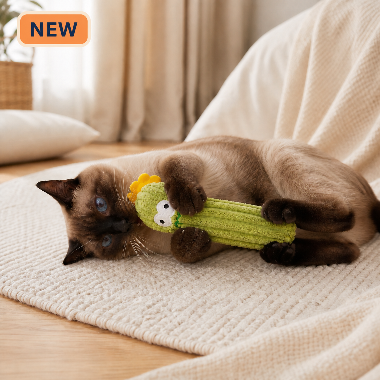 NEW Cactus Kicker catnip plush toy with cat