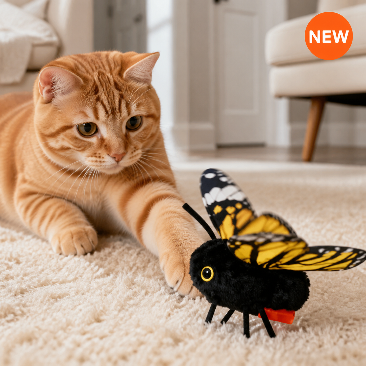 NEW FlutterBloom rechargeable flapping butterfly cat toy with cat