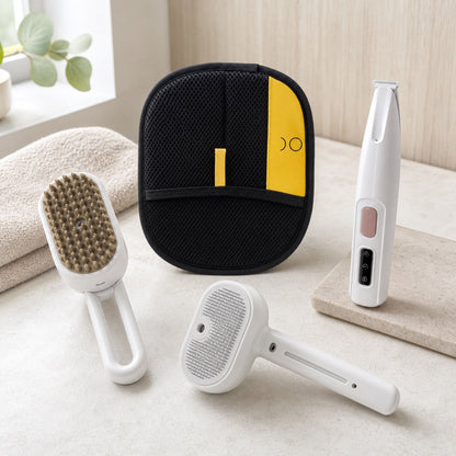 Grooming and Deshedding Sampler Box with four cat grooming tools