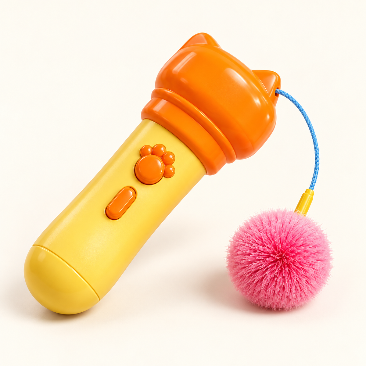 PounceLoop handheld retractable pompom cat toy - detail