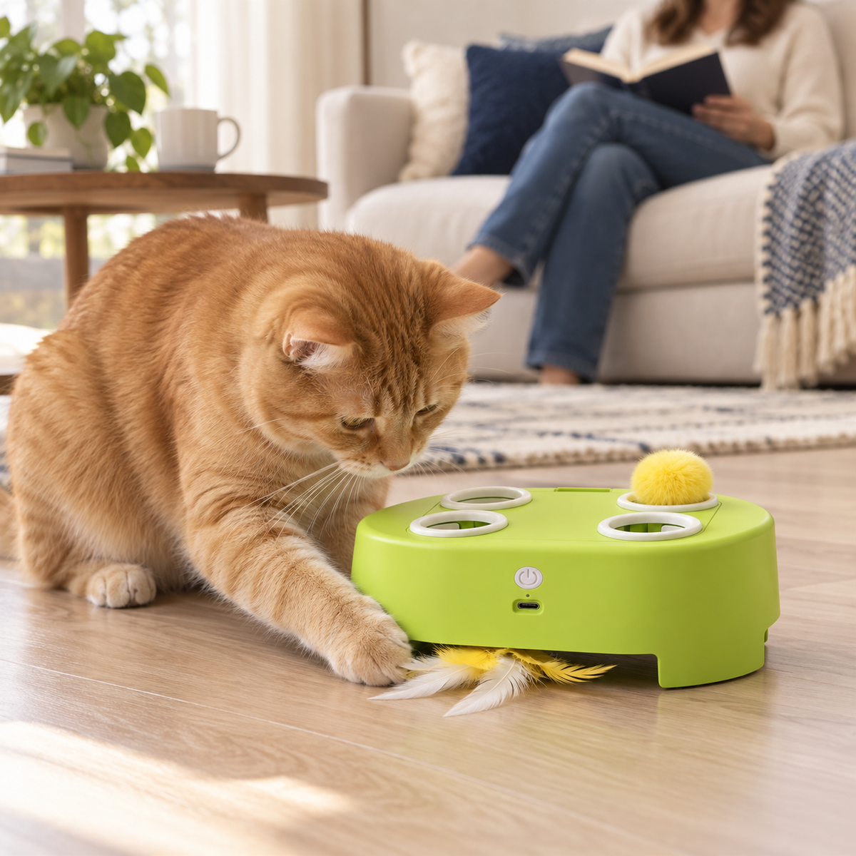 WhiskerQuest 3-mode cat toy — nearby play