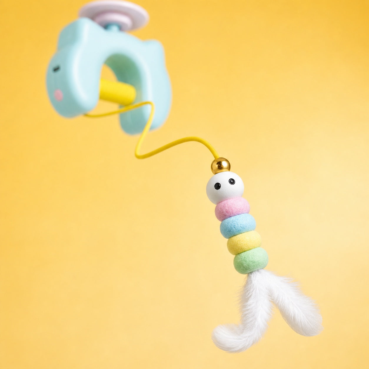YoYo Chase pastel caterpillar and feather lure close-up